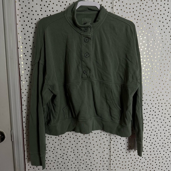 Aerie Green Button-Up Sweatshirt - Picture 1 of 9